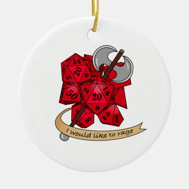 Barbarian Dice Design Keramik Ornament (Vorne)