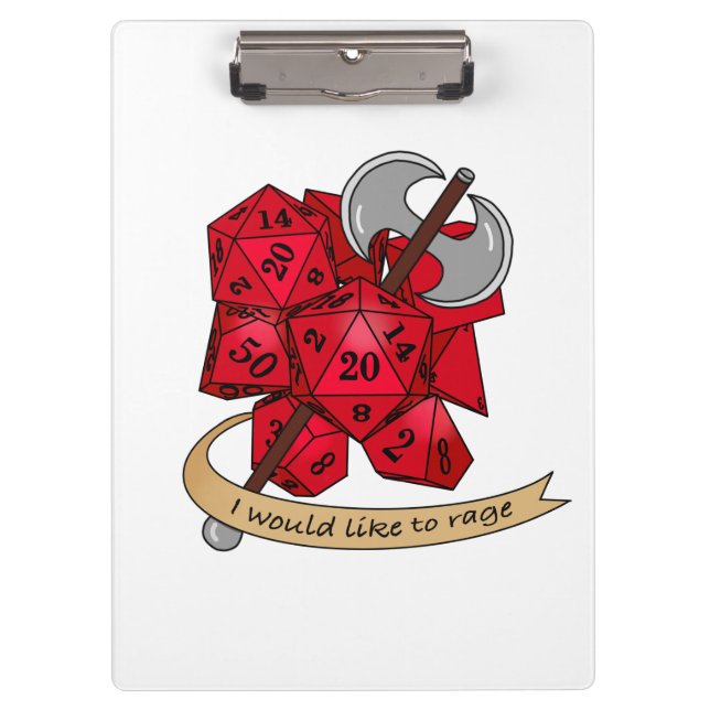 Barbarian Dice Design Klemmbrett (Vorderseite)