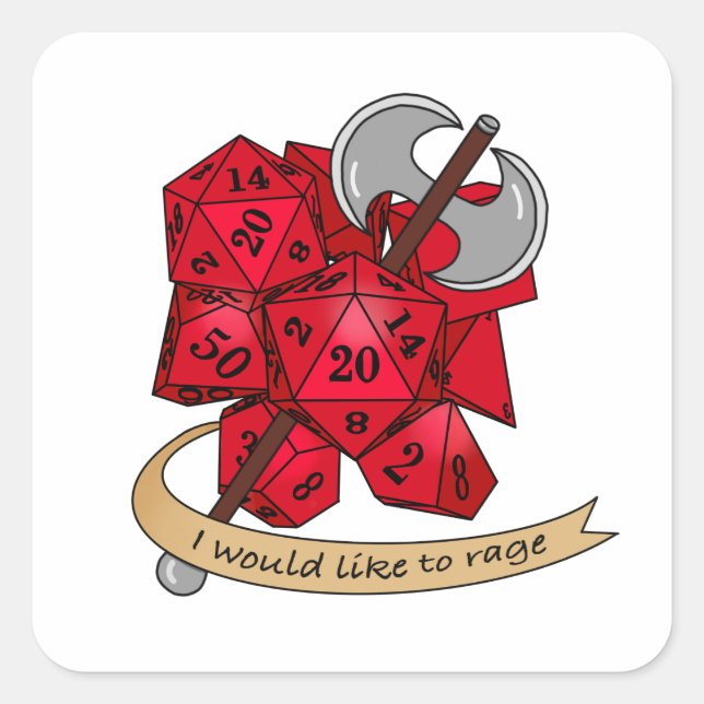 Barbarian Dice Design Quadratischer Aufkleber (Vorderseite)