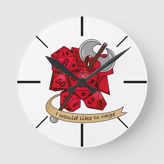 Barbarian Dice Design Runde Wanduhr (Vorderseite)