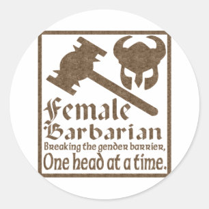 Barbarian weiblich runder aufkleber