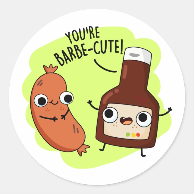 Barbe-niedlich Funny Barbecue Pun Runder Aufkleber (Vorderseite)