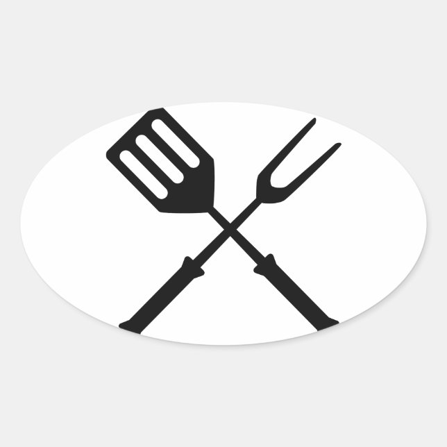 Barbecue Barbeque GRILLEN Barby Barbies Grill Ovaler Aufkleber (Vorderseite)