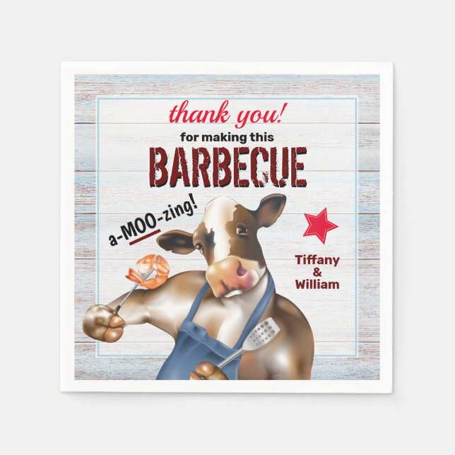 Barbecue Cookout Kuh Grillen Shrimps Serviette (Vorderseite)