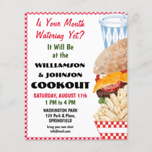 Barbecue Cookout Wiedersehen Fast Food Gingham Fly Flyer