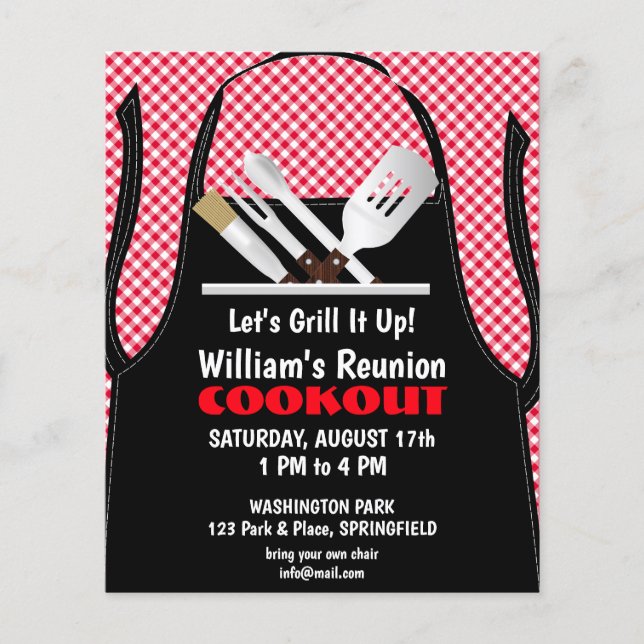 Barbecue Cookout Wiedersehen Fast Food Gingham Flyer (Vorne)