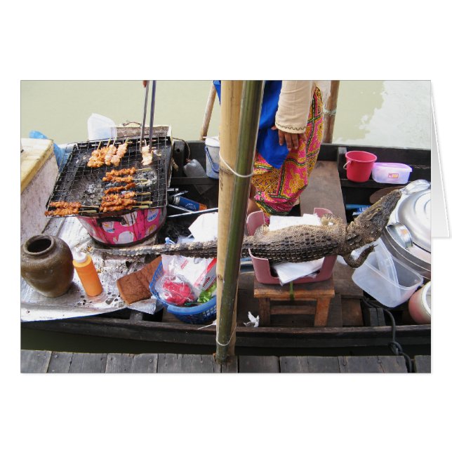 Barbecue de viande de crocodile ... Carte alimenta (Devant horizontal)