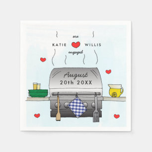 Barbecue Grill Engagement Party Paper Napkin Serviette
