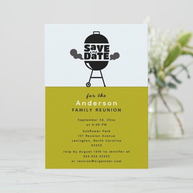 Barbecue grill party Save the Date Invitation Einladung (Stehend Vorderseite)