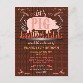 Barbecue GRILLEN Funny Pig Sommer Geburtstagsparty Einladungspostkarte