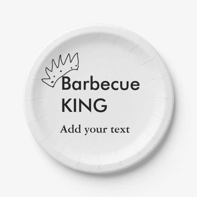 Barbecue King hinzufügen Namen Text Männer Küche B Pappteller (Vorderseite)