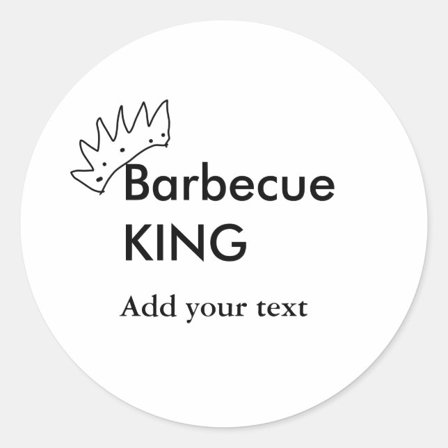 Barbecue King hinzufügen Namen Text Männer Küche B Runder Aufkleber (Vorderseite)