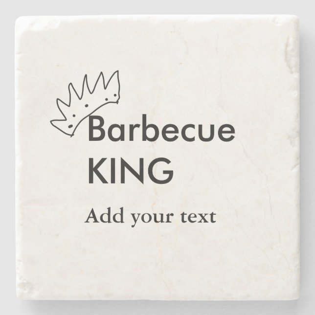 Barbecue King hinzufügen Namen Text Männer Küche B Steinuntersetzer (Vorderseite)