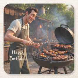Barbecue Man Birthday Rechteckiger Pappuntersetzer