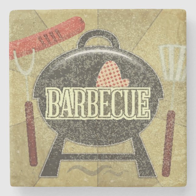 Barbecue-Menü Steinuntersetzer (Vorderseite)