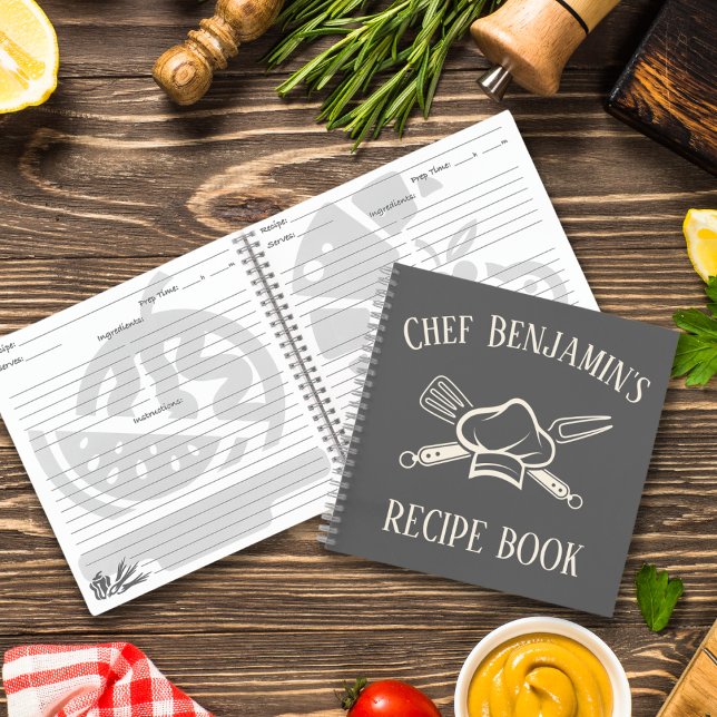 Barbecue Recipe Individuelle Name Koch Hat GRILLEN Notizbuch (Custom name chef bbq recipe book men's gift for him dad's barbecue recipe notebook personalized)