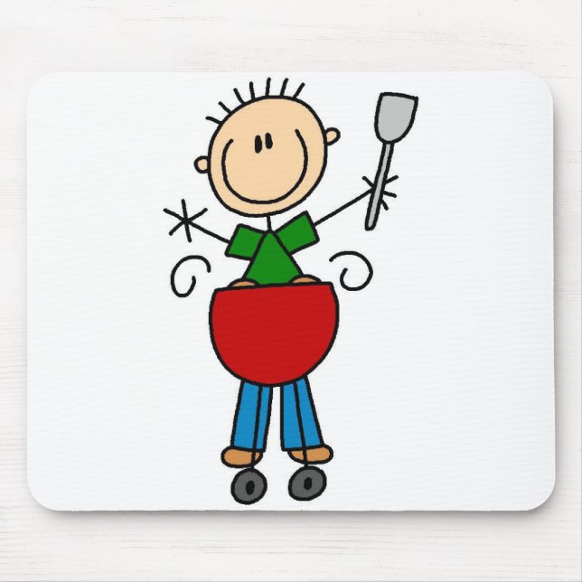 Barbecue-Strichmännchen-Mauspad Mousepad (Vorne)