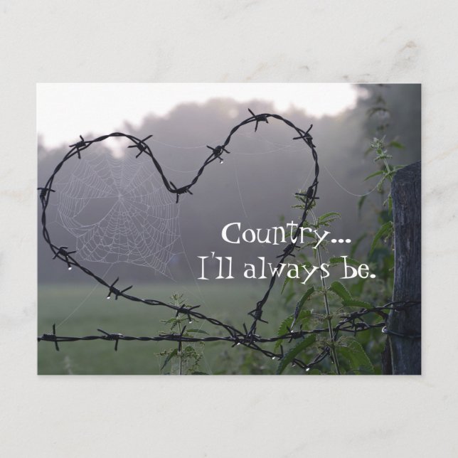 Barbed Wire Country Heart Postkarte (Vorderseite)