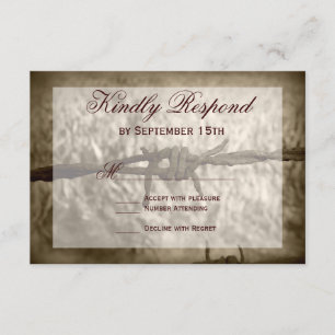Barbed Wire Country Western Wedding Cartes RSVP