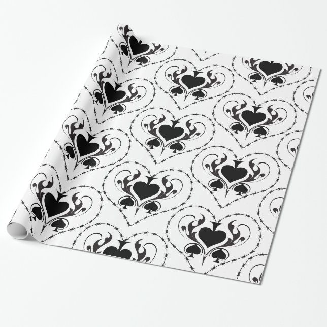 Barbed Wire Herz Schwarze Spades Thunder_Cove Geschenkpapier (Ungerollt)