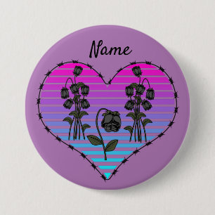 Barbed Wire Herz Wild Schwarze Rose Thunder_Cove Button