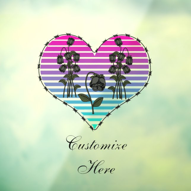 Barbed Wire Herz Wild Schwarze Rose Thunder_Cove Fensteraufkleber (Blatt 3)