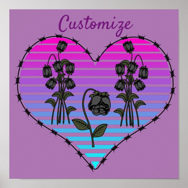 Barbed Wire Herz Wild Schwarze Rose Thunder_Cove Poster (Vorne)