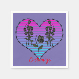 Barbed Wire Herz Wild Schwarze Rose Thunder_Cove Serviette