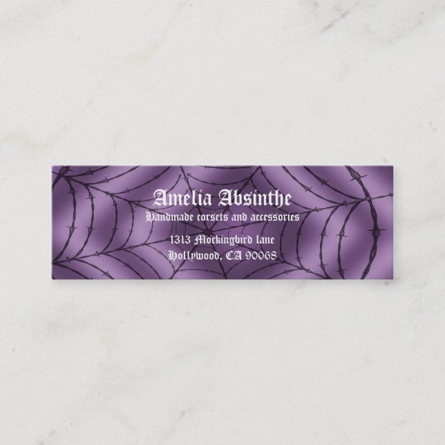 Barbed Wire Spiderweb Goth Business Cards Mini Visitenkarte (Vorderseite)