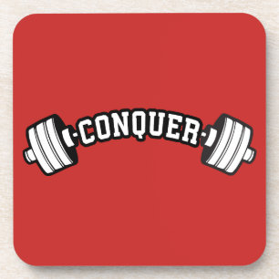 Barbell, CONQUER - Inspirationsstifter Gym Getränkeuntersetzer