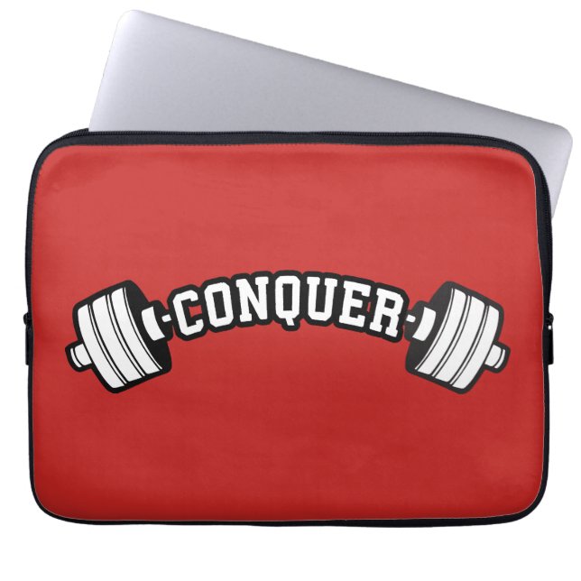 Barbell, CONQUER - Inspirationsstifter Gym Laptopschutzhülle (Vorderseite)
