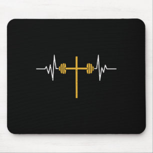 Barbell Cross Dumbell Jesus Funny Christlich Works Mousepad