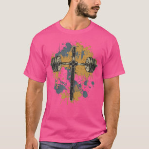 Barbell Cross Funny Christlich Gym Jesus Weiß Lif T-Shirt