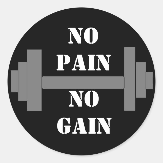 barbell NO SCHMERZ NO GEWINNEN Runder Aufkleber (Vorderseite)