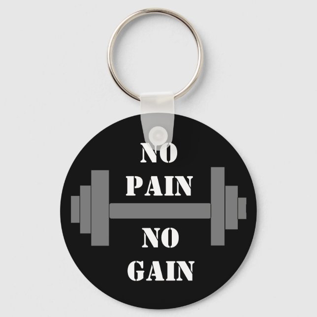 barbell NO SCHMERZ NO GEWINNEN Schlüsselanhänger (Vorderseite)