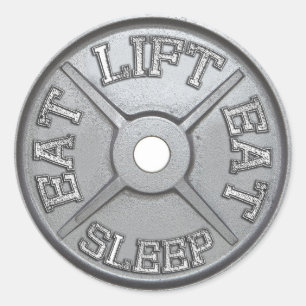 Barbell Plate - Aufzug, essen, schlafen Runder Aufkleber