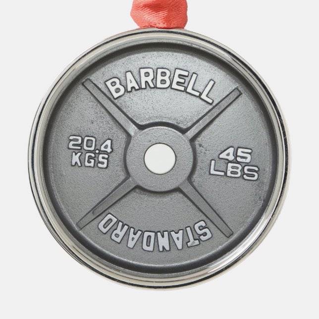 Barbell-Platte Silbernes Ornament (Vorne)