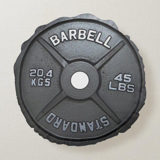 Barbell-Platte - Turnhalle Rundes Kissen (Rückseite)