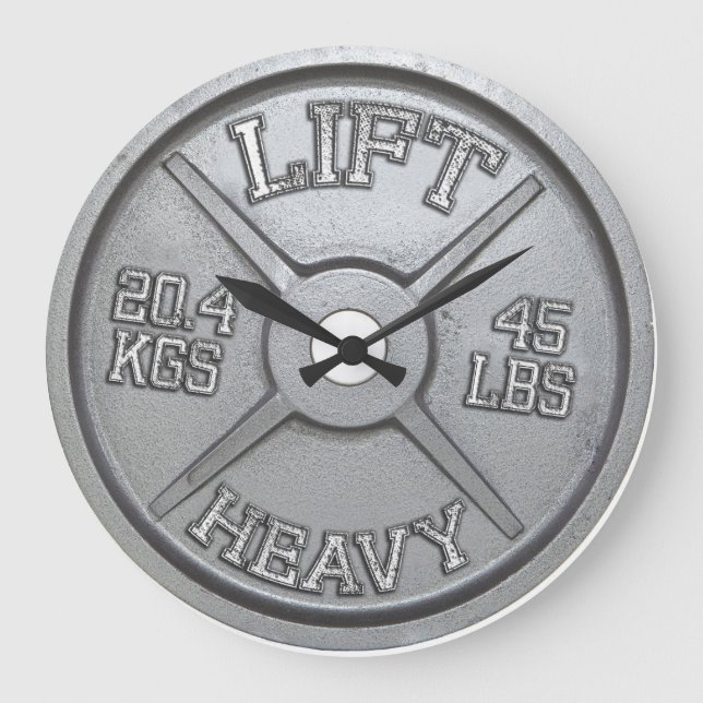 Barbell-Platten-Wanduhr - HEBEN Sie SCHWERES an Große Wanduhr (Vorderseite)