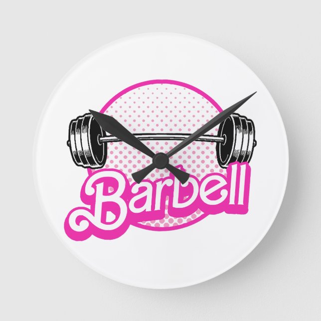 Barbell - rosa runde wanduhr (Vorderseite)