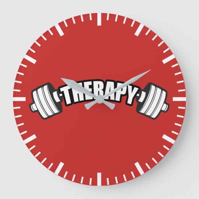Barbell - THERAPIE - Workout Inspirational Große Wanduhr (Vorderseite)