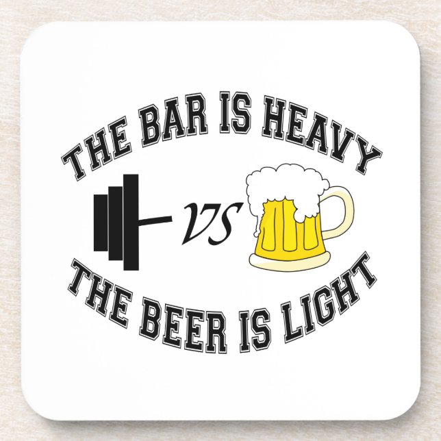 Barbell vs Bier Getränkeuntersetzer (Vorderseite)