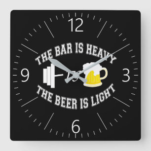 Barbell vs Bier Quadratische Wanduhr