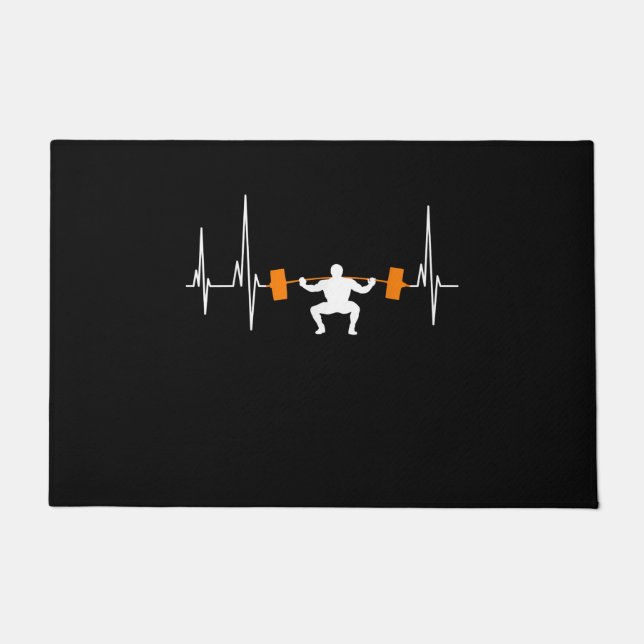 Barbell Weightfting Heartbeat Bodybuilding Cool Fußmatte (Vorderseite)