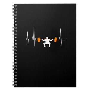 Barbell Weightfting Heartbeat Bodybuilding Cool Notizblock