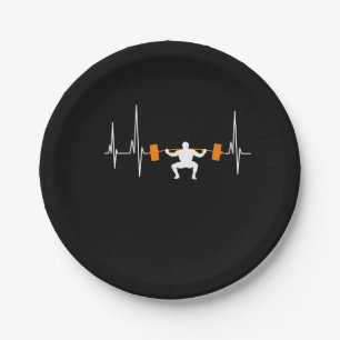 Barbell Weightfting Heartbeat Bodybuilding Cool Pappteller