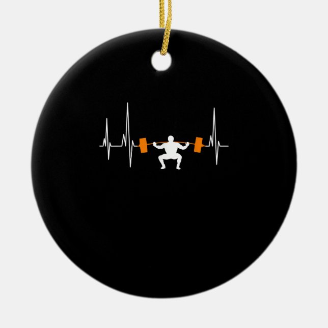 Barbell Weightlift Heartbeat-Bodybuilding Keramik Ornament (Vorne)