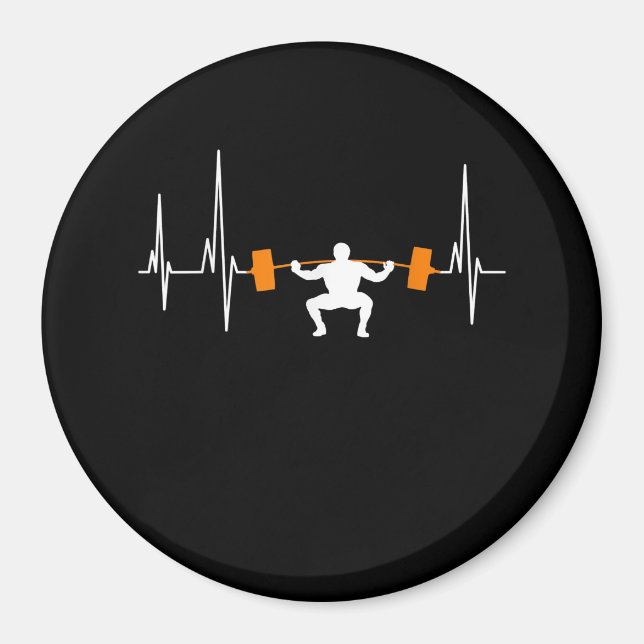 Barbell Weightlifting Heartbeat Bodybuilding Cool Magnet (Vorne)