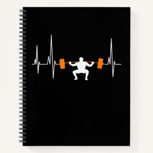 Barbell Weightlifting Heartbeat Bodybuilding Cool Notizbuch