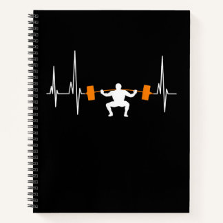 Barbell Weightlifting Heartbeat Bodybuilding Cool Notizbuch